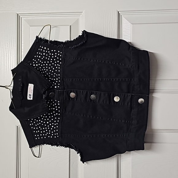 H&M Jackets & Coats Hm Black Jean Studded Vest Poshmark